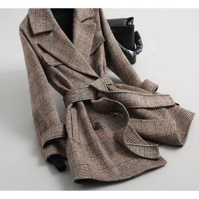 China Professional Viable Ladies Factory Long Plaid Coat With Great Price for sale