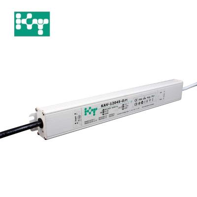 China IP66 PF0.9 12V 3.75A 45W Flicker Free Waterproof Constant Voltage Led Driver 282*34*22mm for sale