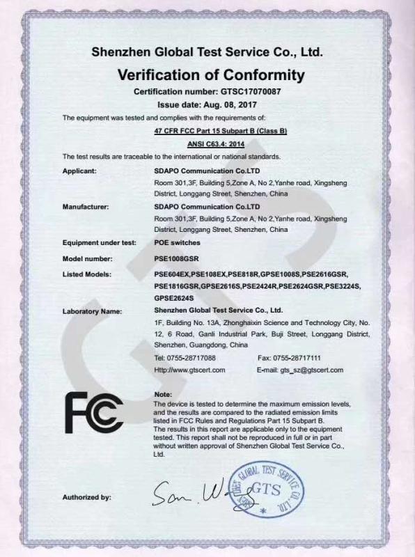 FCC - Shenzhen Sdapo Communication Co., Ltd.