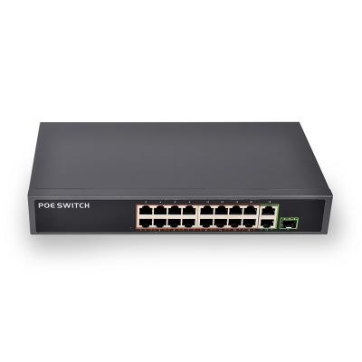 China Power 150W POE Port Switch 16+ 2 16+1SFP Million Bit With Gigabit Uplink IEEE802.3af/at 48V PoE Switch SDAPO PSE1816GSR V2.0 for sale