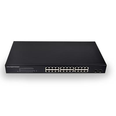 China POE 24+2sfp 24 Port All Gigabit POE Switch 48v SDAPO PSE3224S 370W Factory OEM ODM AC100-240V IEEE802.3at for sale