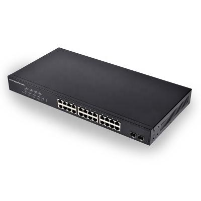 China POE 24 Ports IEEE 802.3af/at PoE 24 10/100/1000Mbps PoE Port All Gigabit 2 SFP Port Poe Switch SDAPO PSE3224S for sale