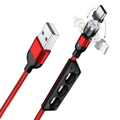 China Wholesale MP3/MP4 Player 3 In 1 USB Cable 2A Magnetic Charging 540 Degree Rotation Magnetic Charging Cable for sale