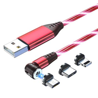 China Luminous Magnetic USB Cable Magnetic Fast Charging USB Cable Flowing Lightweight Phone Accessories Cable USB Led Type-C Micro Lighting Cable for sale