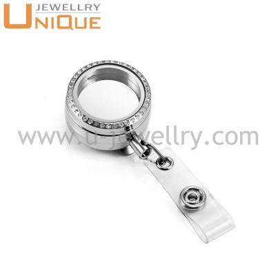 China ID Card Badge Holding 316L Stainless Steel Charms Pendant Floating Badge Holder for sale