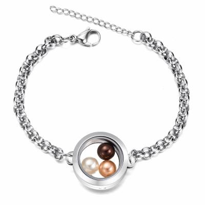 China Magnetic Glass Bead Pendant Bracelet 316l Stainless Steel Chain Bracelet Pendant That Fit 8mm Beads for sale