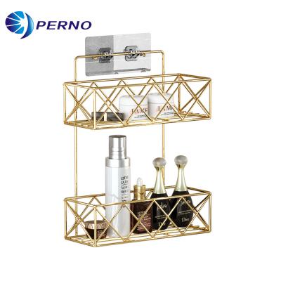 China Modern luxury viable bathroom metal frame palette, makeup storage, skin care storage rack for sale