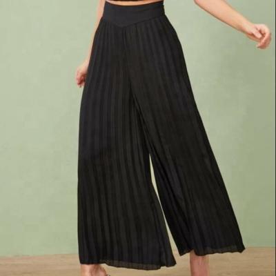 China Anti-Static Summer Women's Black Draped Easy Matching Casual Loose Wide Leg Pleated Pants for sale