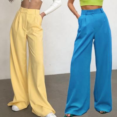 China Anti-Wrinkle Fashion Custom Wholesale Ladies Casual Pants Woman Clothes Side Pockets Women Straight Leg Pants Pants Women Trousers &Trouser for sale