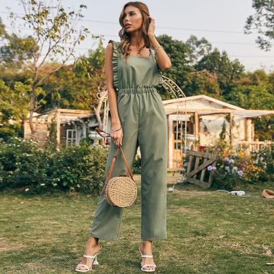 China Summer New Sleeveless Ruffle Anti-pilling Ruffle High Waist Backless Strap Overalls Jumpsuit Sling Overalls New for sale