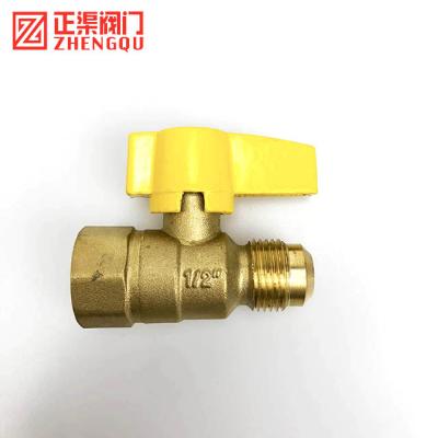 China Small General Yellow Handle Valve Hose Barb Brass Water Oil Air Gas Fuel for sale