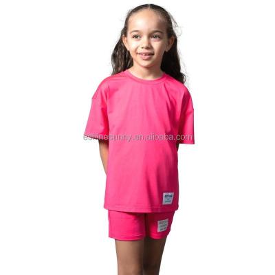 China QUICK DRY kids unisex t-shirt and shorts collection pink color for sale