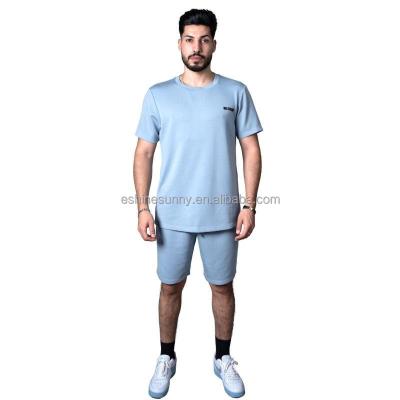 China QUICK DRY Men's T-Shirt and Shorts Set in Navy Blue for sale