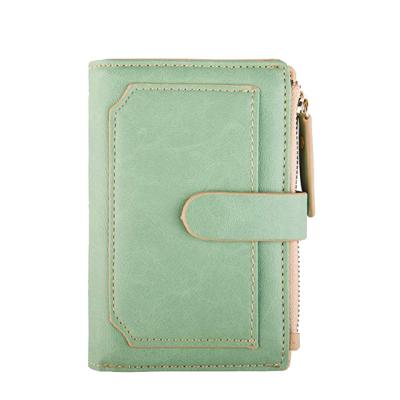 China RFID Multiple Colors Wholesale Card Slots With Zipper Button Wallet Durable Leather Purse For Women for sale