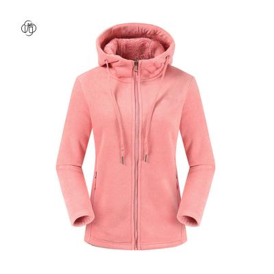 China Latest Design Style Outdoor Sports Stripper Long Fleece Jacket Breathable Fashion Female Jacket With Hood For Winter for sale