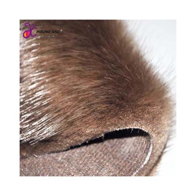 China Hot Selling 1.55M Faux Fur Cuttable 1350G/M Coffee Color Long Fur Pile Length Custom Made Fur For Coat/Garment for sale