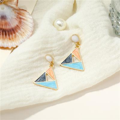 China 2021 Colorful Geometric Christmas Oil Drop Earrings Bohemian Casual/Sporty Jewelry Triangle for sale