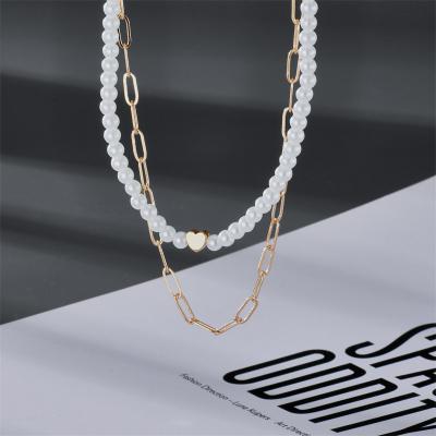 China Other Amazom Simple Beaded Necklace Fashion Stacked Love Pendant Necklace Freshwater Pearl Necklace for sale