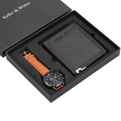 China Fashion Waterproof Father's Day Gift Classical Two Piece Men Sets Mens Wallets Wrist Watch Men for sale