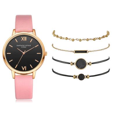 China Not Specified 2021 New Arrival black ladies 4pcs bracelet quartz watches set for sale