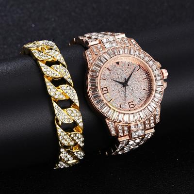 China Non-specific Luxury Amazon Success Fashion Diamond Woman Watch Steel Band Watch Combination Gift Watch Set Full for sale