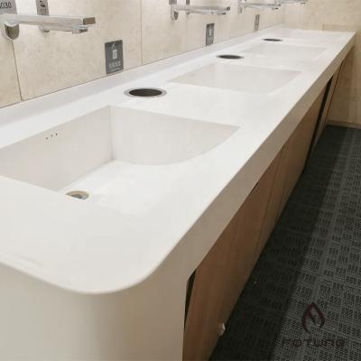 China Acrylic Countertop Sink 100% Raw Materials Solid Surface Public Wash Basin Sink For Mall for sale