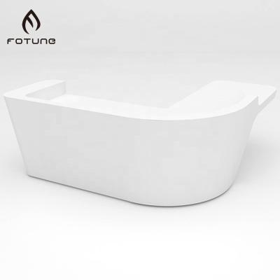 China Modern Designs White Curved Solid Material Outdoor Reception Desk Reception Counter for sale