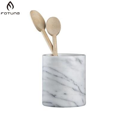 China Pen Holder Solid Surface Artificial Marble Artwork Pencil Pen Holder Office Desk for sale