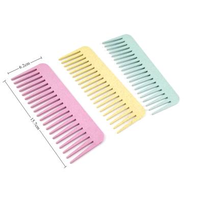 China Amazon Hot Selling Eco-friendly Compact Straw Materials Wide Tooth Comb Wheat Cutting Hair Comb Wigs Tools for sale