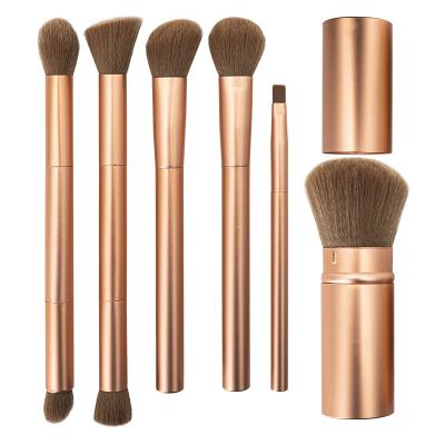 China Pro Metal Lip Liner Kabuki Makeup Brush Professional Retractable Facial Adjustable Powder Cosmetic Brush for sale