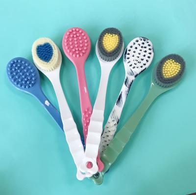 China Wholesale Long Handle Body Scrub Back Massage Anti-Slip Handle Durable PBT Stiffen Two Side Exfoliating Cleaning Bath Brushes for sale