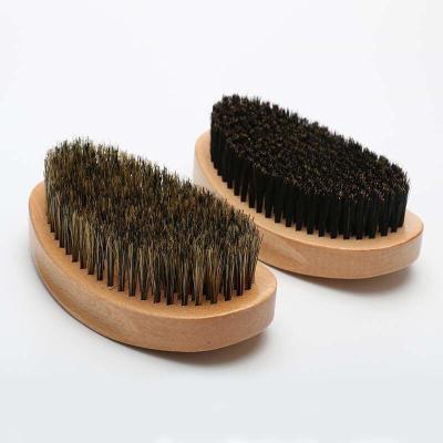 China Wholesale Cheap Oval Hard Shaving Brush Beech 100% Boar Bristle 360 ​​Wave Brush Men Beard Brush for sale