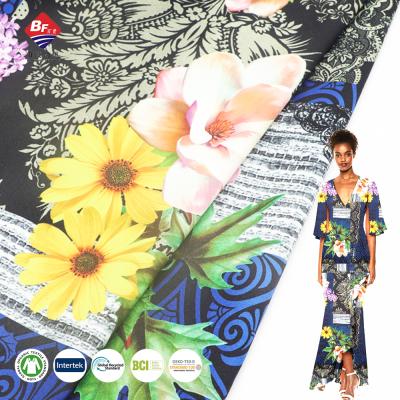 China Anti pill baifeng spun rayon printed dress fabric custom printed tacky women dress fabric for sale