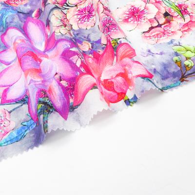 China Free Sample Anti-static Custom Flower Digital Printing 100% Polyester Woven Fabric For Dress for sale