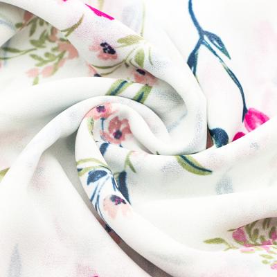 China Shaoxing Factory Wholesale Anti Pill Flowers Cotton Viscose White 100% Rayon Fabric Beautiful Printed Fabric For Dress for sale