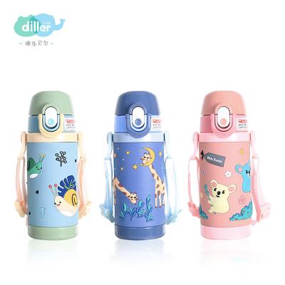 China Reusable Customizable Cute Design Kids Portable Leakproof Plastic Water Bottle Bulk Viable With Strap for sale