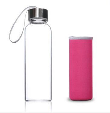 China 0.55L Diller Canton Viable Transparent Glass Drinking Bottle Wholesale Glass Water Bottles for sale