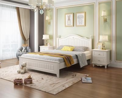 China Bed other) 2021 Cheap Queen Size Beds (Adjustable White Modern Elegant Wooden Pine Wood Single Bed Free Sample) for sale