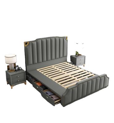 China Storage Manufacturers Supply Bed Custom Logo High Quality Solid King Queen Wood Bed Multifunction Storage Beds for sale