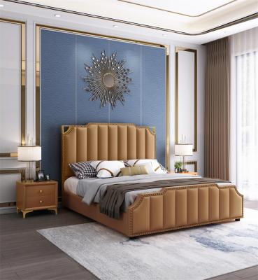 China Hot Selling Customizable and Reconfigurable High Level Solid Leather Wood Bed Double Bed Bedroom Furniture 1.8m Storage for sale