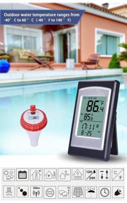 Cina Temperatura di precisione termometro di piscina digitale solare wireless in rosso e argento -40 a 60 ° C in vendita