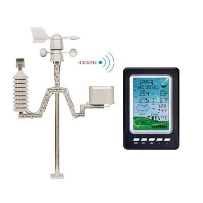 China Professionele draadloze weerstation met kleuren-LCD-scherm en indoor/outdoor sensor Te koop