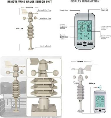 中国 温度アラームと風速センサーを備えた無線気象ステーション 販売のため