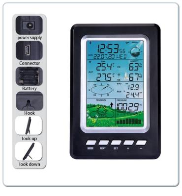 China Digital Display Wireless Solar Weather Station With Precision Thermometer And Clock for sale