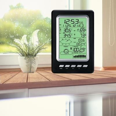 China LCD Display Wireless Weather Forecast Solar Weather Station Weight 1.8kg Size 19*12.5*2.7cm for sale