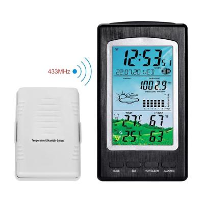 China OEM persönliches Haus WIFI APP Thermometer mit Wettervorhersage Station in Silber und Schwarz zu verkaufen