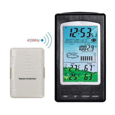 China OEM Sensor Color Screen Clock Thermohygrometer For Accurate Outdoor Temperature And Humidity for sale