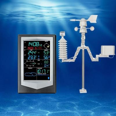 China OEM Outdoor Temperature And Humidity Sensor Color Screen Weather Station With Wind Speed for sale