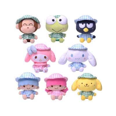 China Cute Fun Sanrio Kuromi Cinnamoroll My Melody Pom Pom Purin Keroppi Plaid Raincoat Plush Stuffed Toy Doll Kawaii Fluffy Sofa Pillow for sale