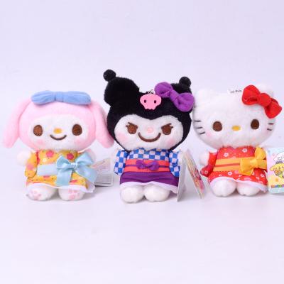 China Cute Fun Sanrio Kuromi My Melody Cross Dressing Kimono Kawaii Soft Stuffed Plush Doll Toys Key Chain Bag Pendant Decoration for sale